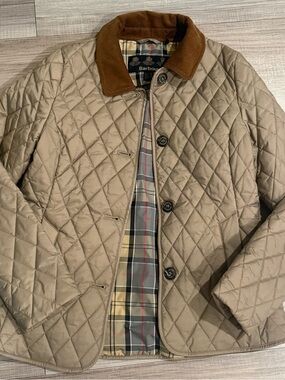 Barbour Brown Quilted Jacket with Plaid Lining